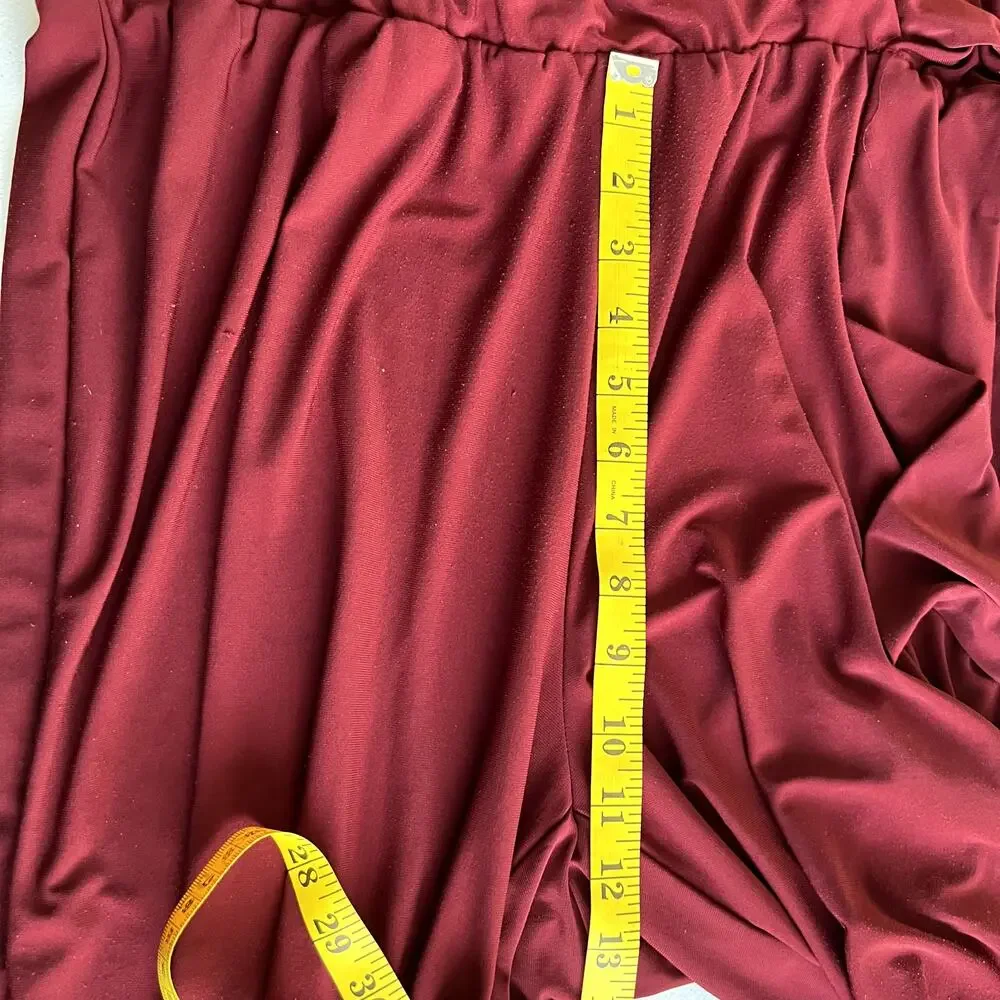 NY Collection Petite Plus Jumpsuit Women Size 1XP Burgundy Flattering Modest